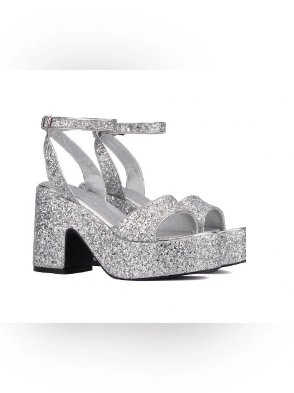 Olivia Miller Women's Silver Glitter Capricorn Platform Heels Size 9